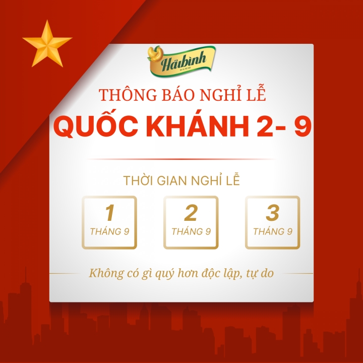 HẢI BÌNH GIA LAI THÔNG BÁO LỊCH NGHỈ LỄ QUỐC KHÁNH 2/9