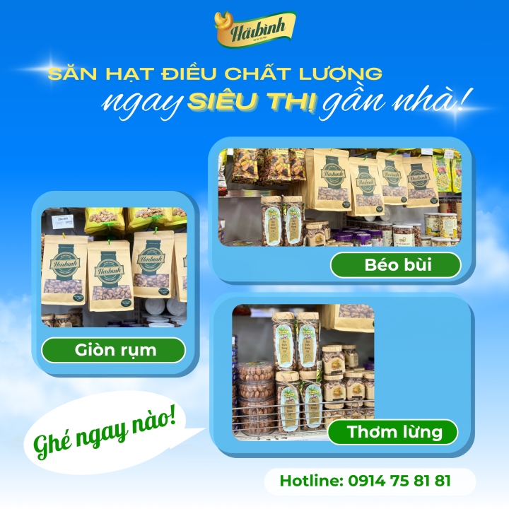 Hạt điều Hải Bình – Có mặt tại GO!, WinMart, Mega Market với nhiều ưu đãi hấp dẫn!
