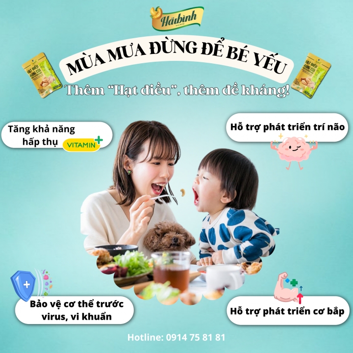 Mùa mưa đừng để bé yếu – Thêm hạt điều, thêm đề kháng!