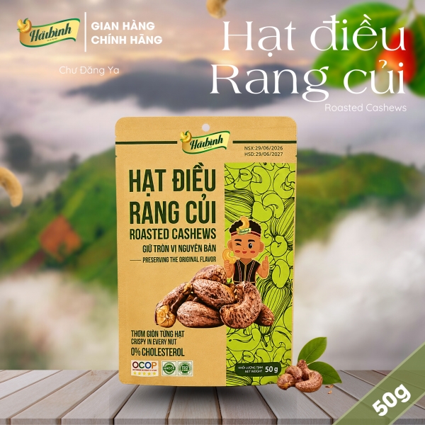 Hạt điều rang củi gói 50g (có vỏ lụa)