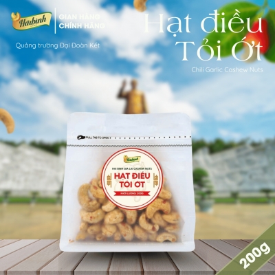 Hạt điều tỏi ớt gói zipper 200g